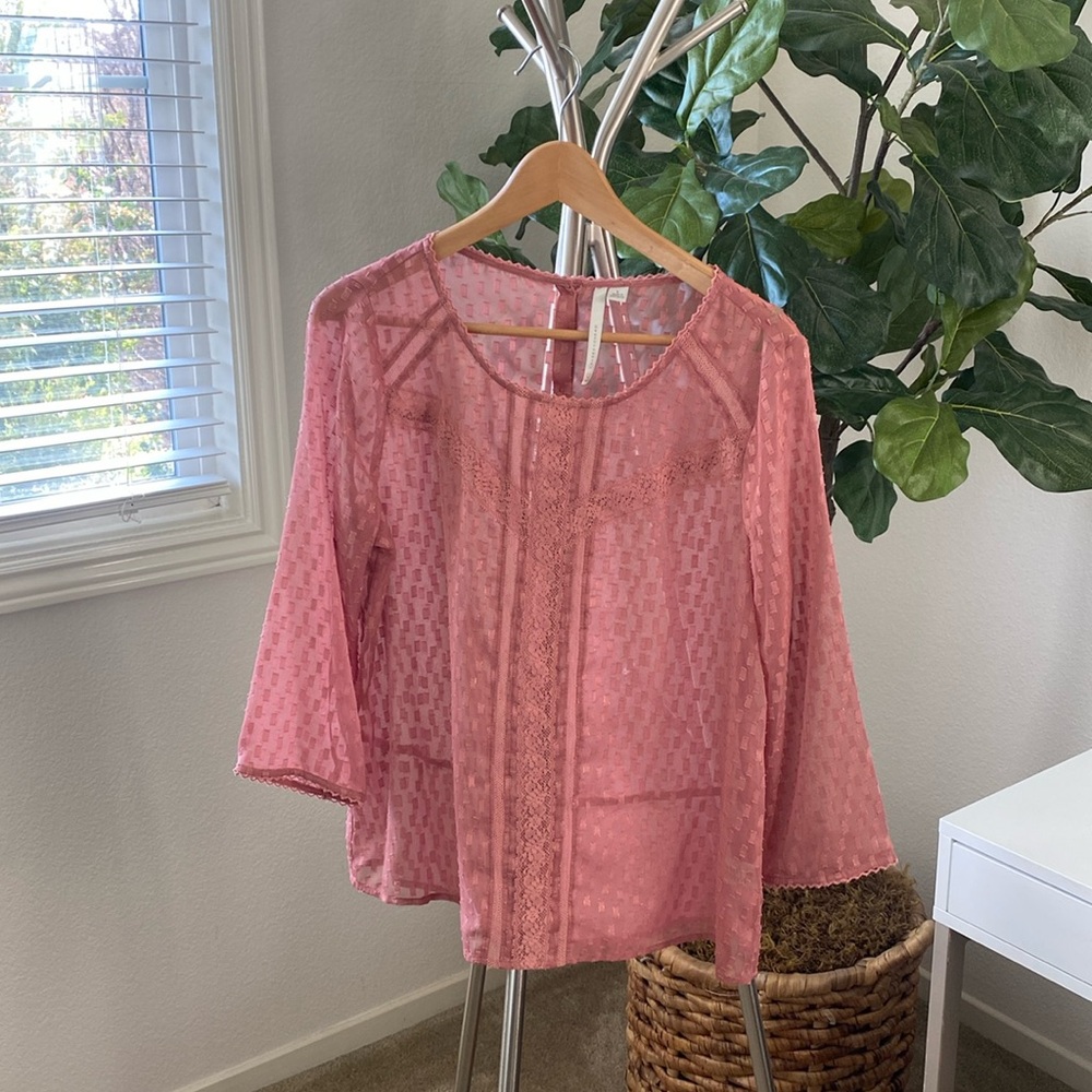 LC Lauren Conrad | Pink Sheer Blouse